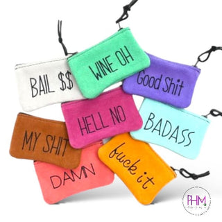 Say it Like Is Inappropriate Small Leather Zipper Clutch