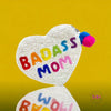 Badass Mom Heart Beaded Coin Purse