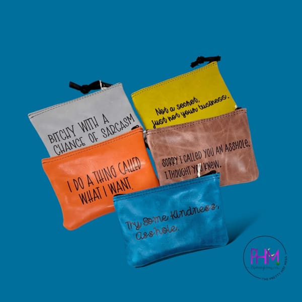 Shout It Out Inappropriate Large Leather Zipper Pouch -