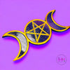 Enchanted Pentacle Triple Moon Incense Plate - Burner