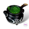 Triple Moon Cauldron with Broom LED Light - Done