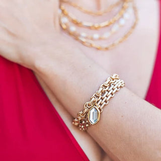 Matte Gold Bracelet with Marquis Crystal | Loni Paul