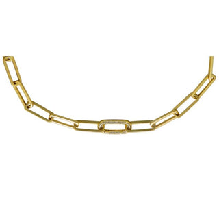 Matte Gold Chunky Rectangle Paperclip Necklace | Loni Paul