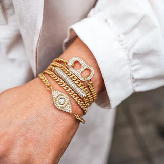 Matte Gold Double Wrap Pave Eye Bracelet | Loni Paul