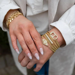 Matte Gold Double Wrap Pave Eye Bracelet | Loni Paul