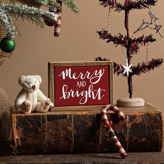 Merry And Bright Box Sign Mini - Holiday