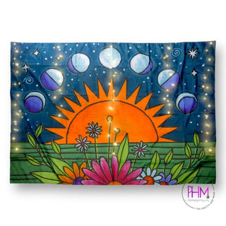 Moon Phases Lighted Tapestry - tapestry