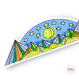 Mountains with Sun & Sky Color Sticker