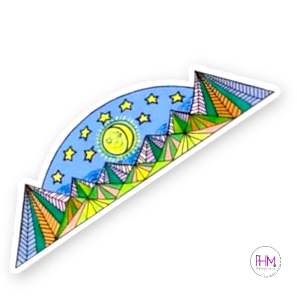 Mountains with Sun & Sky Color Sticker