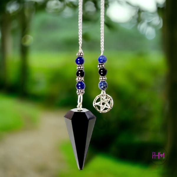 Mystical Energies Black Obsidian Hexagonal Pendulum 🪬