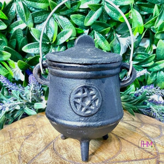 Old Days Vintage Cast Iron Cauldron with Lid ✨🔮 - Pentacle