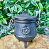 Old Days Vintage Pentacle Cast Iron Cauldron with Lid