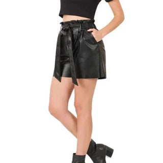 On the Town Leather High Waisted Shorts