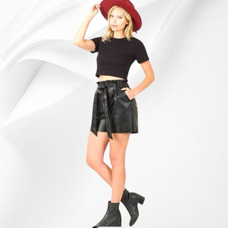 On the Town Leather High Waisted Shorts