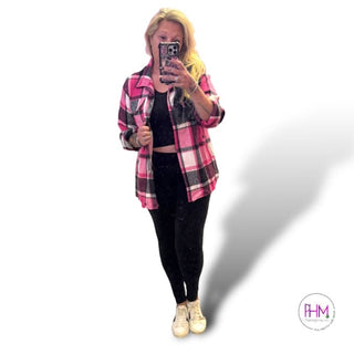 On Wednesdays We Wear Pink Flannel Shacket