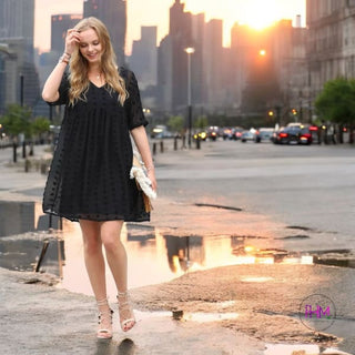 Out on the Town Babydoll V Neck Dress 🖤