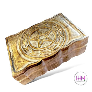 Sacred Grove Carved Wood Pentacle Bo - wooden box