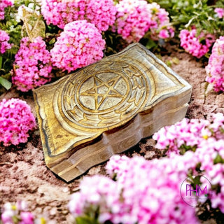 Sacred Grove Carved Wood Pentacle Bo - wooden box