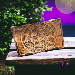 Sacred Grove Carved Wood Pentacle Bo - wooden box