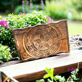 Sacred Grove Carved Wood Pentacle Bo - wooden box