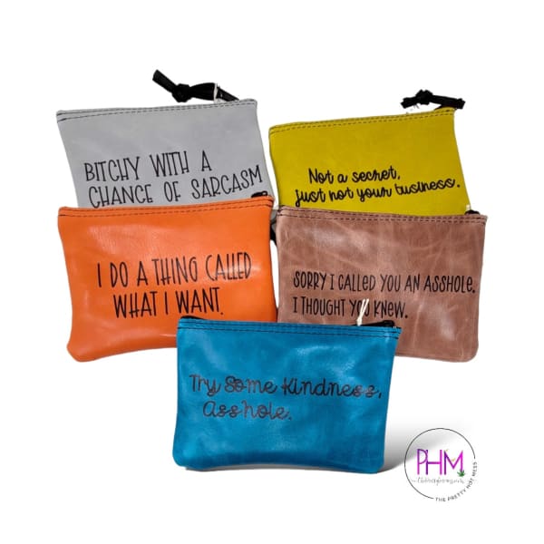 Shout It Out Inappropriate Large Leather Zipper Pouch -