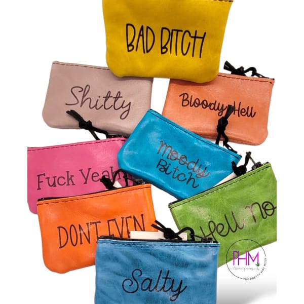 Shout It Out Inappropriate Small Leather Zipper Pouch