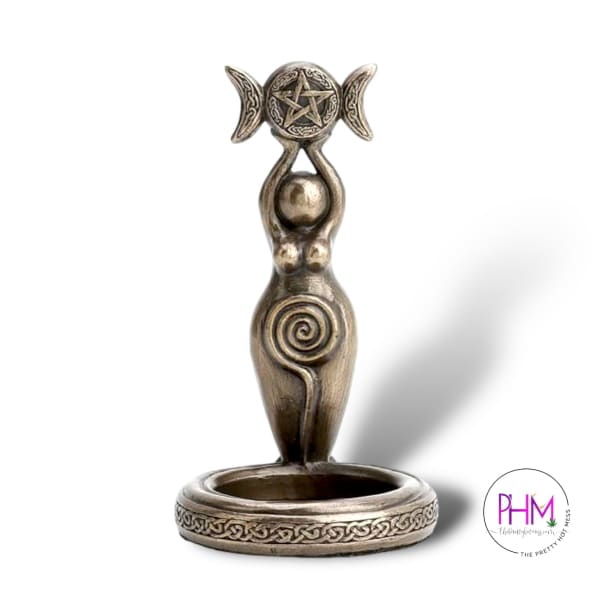 Spiral Goddess Triple Moon Tealight Candle Holder - Gifts