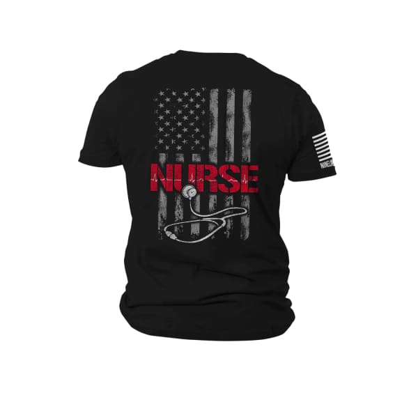Stethoscope Flag Nurse T Shirt by Nine Line - Done