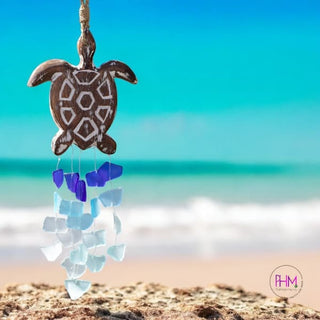 Take Me to the Beach Turtle Sea Glass Wind Chime 🐢