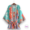 •Goddess Vibes Silk Kimono - Teal / Medium - Clothing