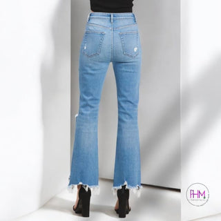 The Ruby High Rise Distressed Cropped Flare Jeans 🔥