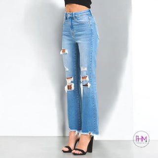 The Ruby High Rise Distressed Cropped Flare Jeans 🔥