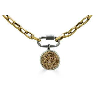 Thick Gold Paperclip Necklace with Silver Carabiner