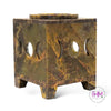 Triple Moon Stone Carved Square Oil Diffuser - oil burner