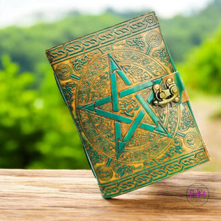 Universal Wisdom Teal Pentacle Leather Journal 🌙