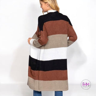 Uptown Chic Color Block Cardigan 🤎