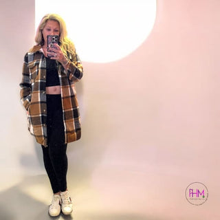 Uptown Girl Flannel Plaid Fleece Lined Shacket 🤎