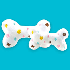 White Chewy Vuiton Bone Dog Toy, Dog Toys