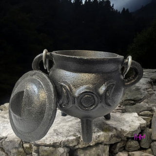 Witching Hour Mini Triple Moon Cast Iron Cauldron with Lid✨🌙