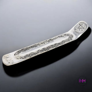Witchy Vibes Triple Moon Pentacle Silver Incense Holder 🌙