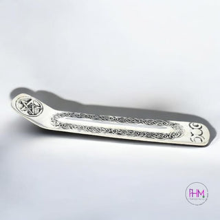 Witchy Vibes Triple Moon Pentacle Silver Incense Holder 🌙