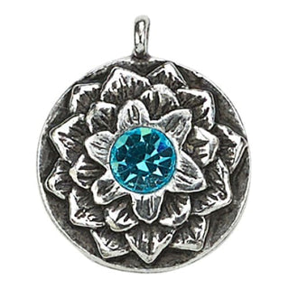Lotus Birthstone Swarovski Bangle Bracelet - Silver / March