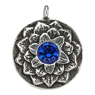 Lotus Birthstone Swarovski Bangle Bracelet - Silver