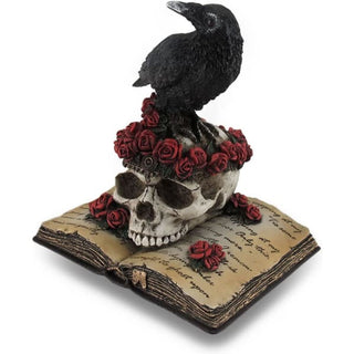 Crow Perching On Skull With Roses An Open Book - Myth &