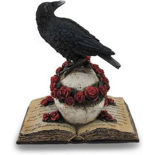 Crow Perching On Skull With Roses An Open Book - Myth &