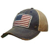America Distressed Trucker Snap Back Hat - Blue - Hats