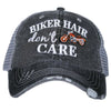 Biker Hair Don’t Care Trucker Hat - Orange Motorcycle - Hats