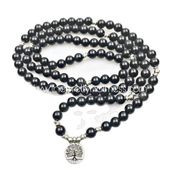 Black Agate Mala Beads - Necklaces