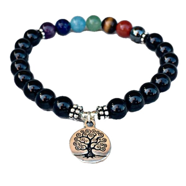 Black Obsidian Tree of Life Chakra Bracelet