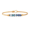 Blue Ombre Evil Eye Bangle Bracelet - Gold